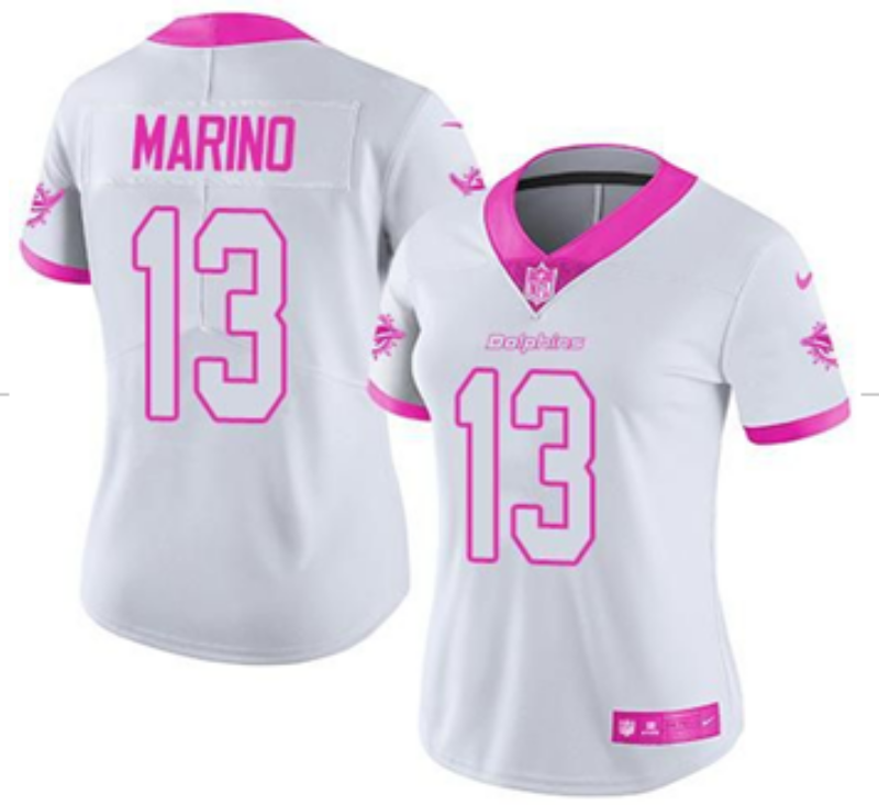 Women 2025 NFL Nike Miami Dolphins #13 Marino white jerseys 001->women nfl jersey->Women Jersey